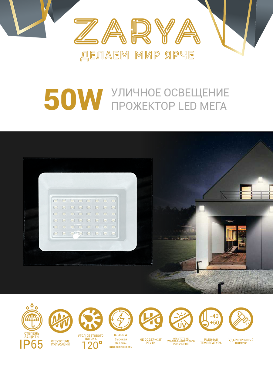 Прожектор Заря - 50W 6K - Zarya Catalog